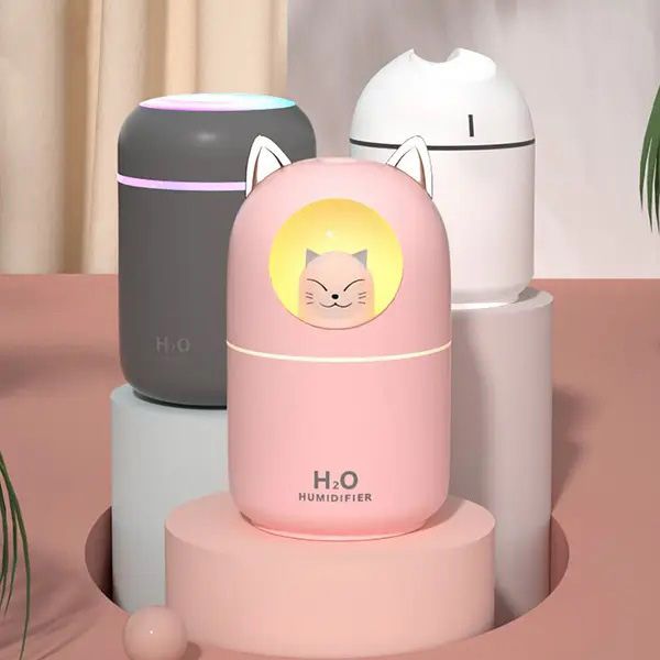 Увлажнитель воздуха Humidifier H2O Cat USB с котиком на 300мл. Цвет: розовый