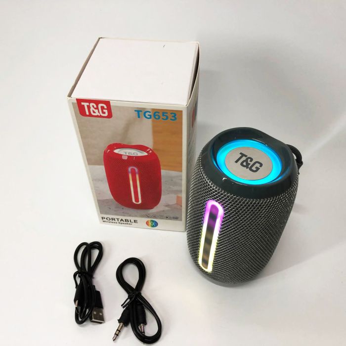 Портативная Bluetooth-колонка TG653 USB с ремешком, громкая колонка для вечеринки. Цвет: серый