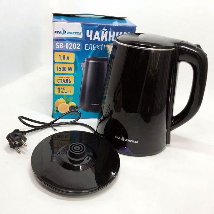Чайник термос SeaBreeze SB-0202 1.8Л, 1500 Вт, хороший электрический чайник, тихий электрический чайник