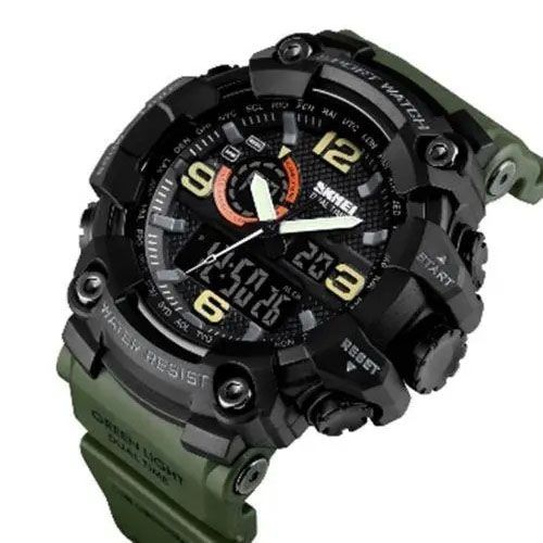Часы наручные мужские SKMEI 1520AG ARMY GREEN, военные мужские наручные часы зеленые. Цвет: зеленый
