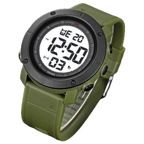 Часы наручные мужские SKMEI 2122AGWT  ARMY GREEN-WHITE, армейские часы противоударные. Цвет: зеленый