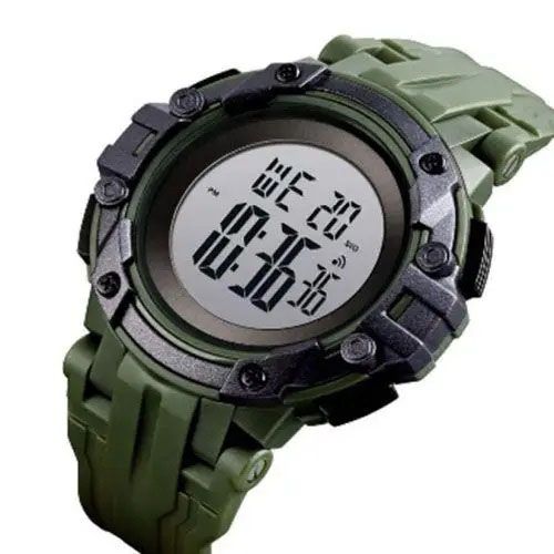 Часы наручные мужские SKMEI 1545AG ARMY GREEN, армейские часы противоударные. Цвет: зеленый