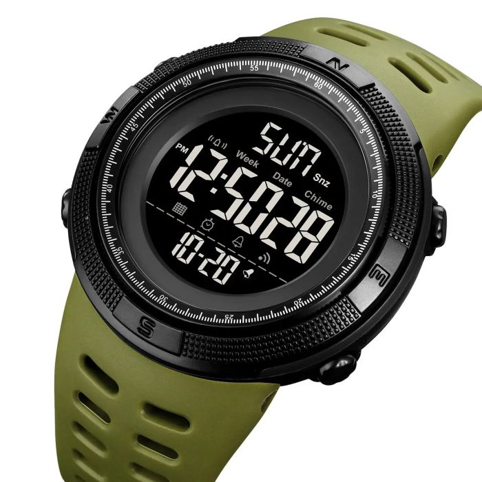 Часы наручные мужские SKMEI 2070AG ARMY GREEN, армейские часы противоударные. Цвет: зеленый