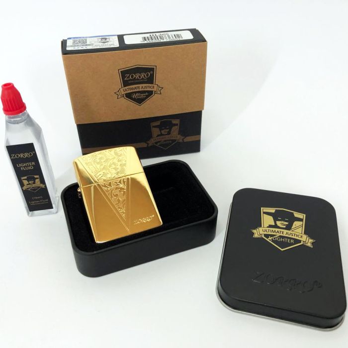 Зажигалка бензиновая Zorro HL-366, зажигалка на день рождения, ветрозащитная зажигалка. Цвет: золотой