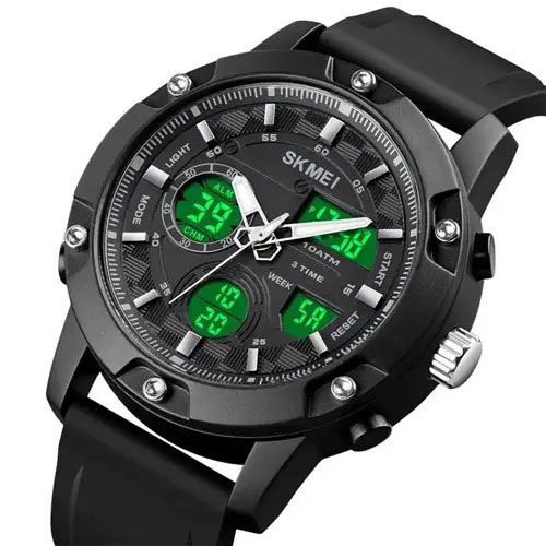 Часы наручные мужские SKMEI 1757BKBK BLACK-BLACK, часы наручные электронные тактические. Цвет: черный