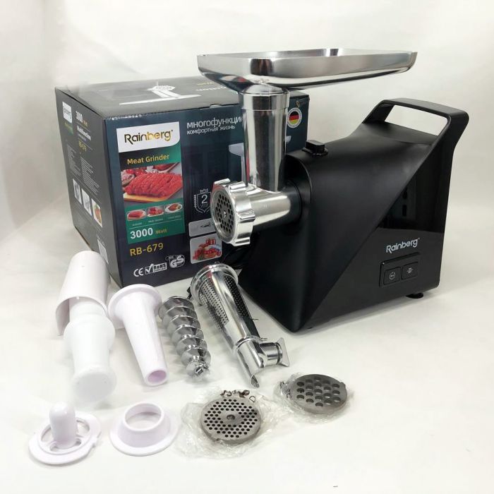Мясорубка Rainberg RB-679 3000W с соковыжималкой, электромясорубка для дома, электромясорубка с реверсом
