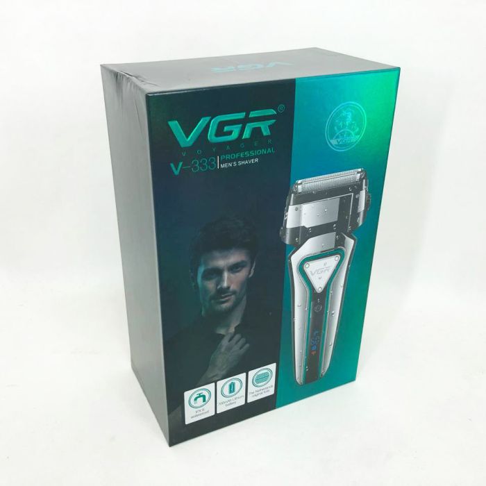Электробритва портативная VGR V-333 шейвер для бритья бороды и усов с аккумулятором. Цвет: серебряный