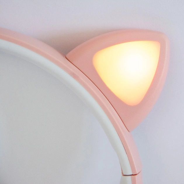 Беспроводные наушники ST77 LED со светящимися кошачьими ушками. Цвет: розовый