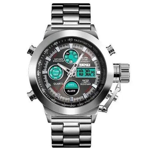 Часы наручные мужские SKMEI 1515SI SILVER, водонепроницаемые мужские часы. Цвет: серебряный