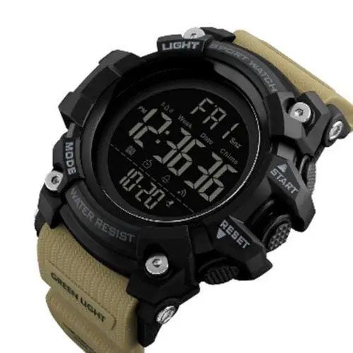 Часы наручные мужские SKMEI 1384KH KHAKI, часы наручные электронные тактические. Цвет: хаки