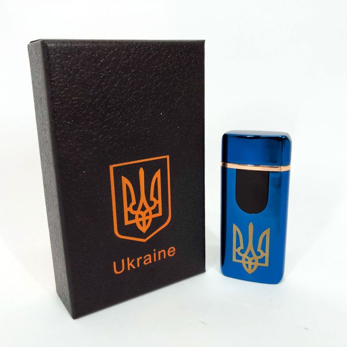 Электрическая и газовая зажигалка Украина с USB-зарядкой HL-431, зажигалка спиральная. Цвет: синий