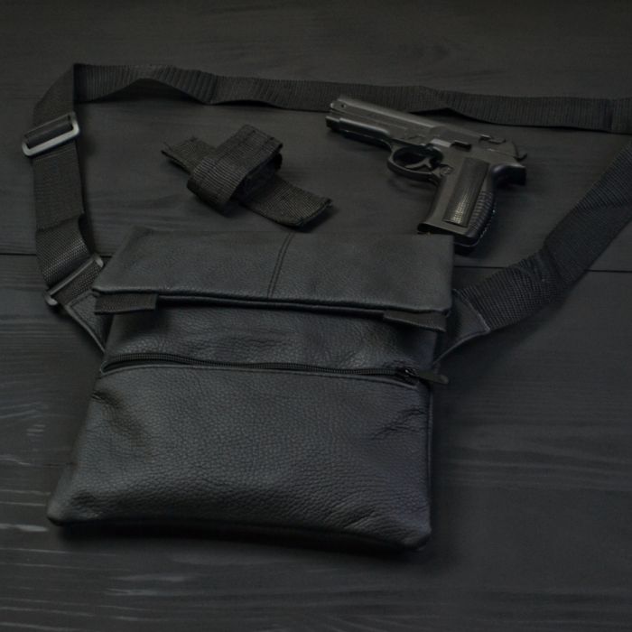 Набор 2В1. Кожаная сумка с кобурой + фонарик профессиональный POLICE BL-X71-P50