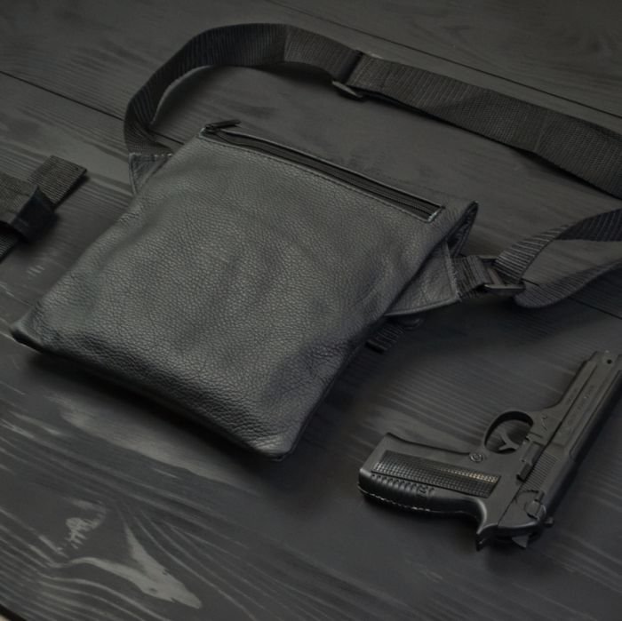Набор 2В1. Кожаная сумка с кобурой + фонарик профессиональный POLICE BL-X71-P50