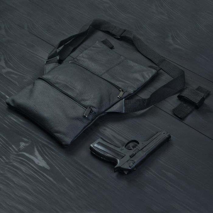 Набор 2В1. Кожаная сумка с кобурой + фонарик профессиональный POLICE BL-X71-P50