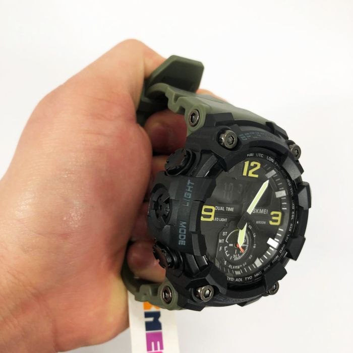Часы наручные мужские SKMEI 1965AG ARMY GREEN, Часы армейские оригинал, Часы спортивные. Цвет: зеленый