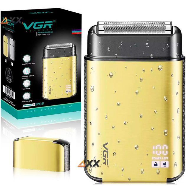 Электробритва VGR V-359 gold шейвер для влажного и сухого бритья, машинка мужская для бритья