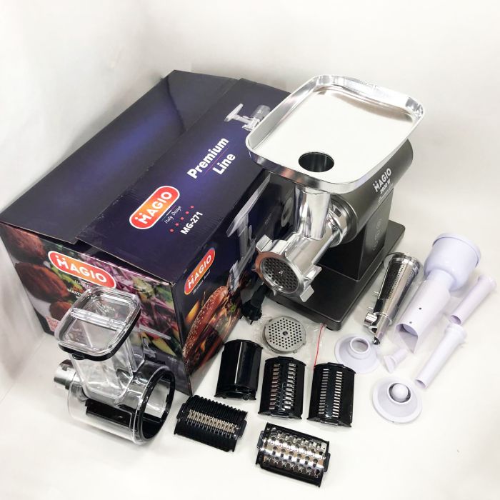 Мясорубка MAGIO MG-271 Premium Line, Электрическая мясорубка с насадками, Электромясорубка для шинковки