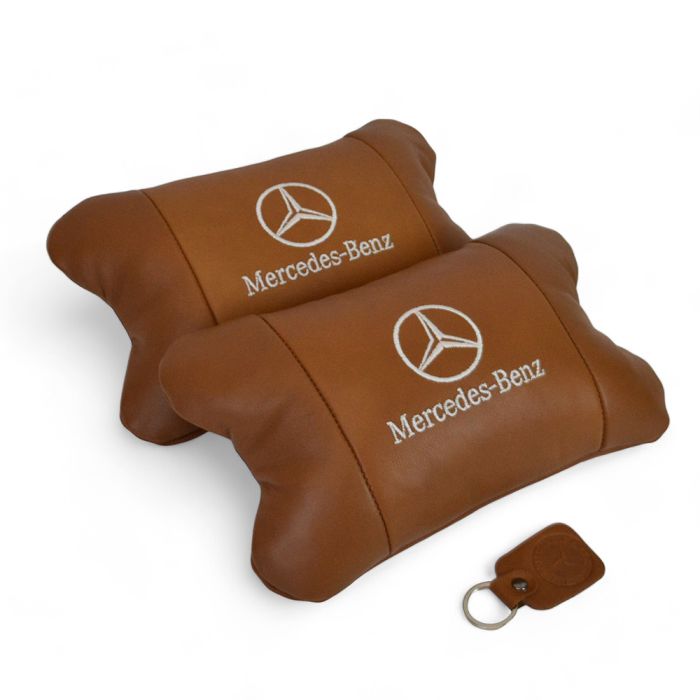 Комплект 2шт для подголовника Mercedes-Benz изготовлен из натуральной коричневой кожи. Комфорт в авто