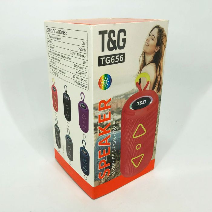 Bluetooth колонка портативная TG656 FM-радио, мощная переносная акустическая колонка. Цвет: фиолетовый