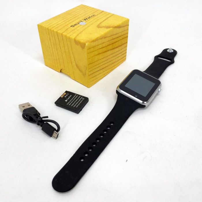 Смарт-часы Smart Watch A1 умные электронные со слотом под sim-карту + карту памяти micro-sd. Цвет: серебряный