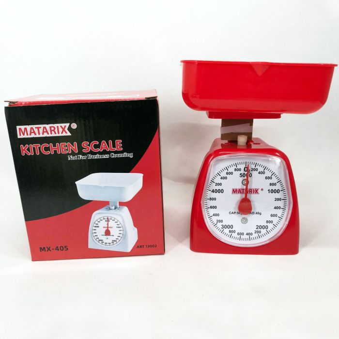 Весы кухонные механические MATARIX MX-405 5 кг, кухонные весы для взвешивания продуктов. Цвет: красный