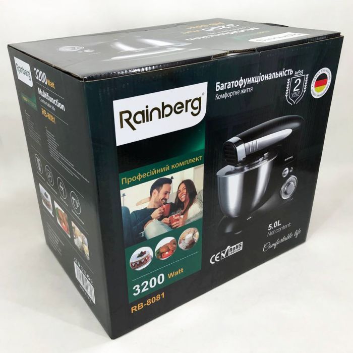 Тестомес миксер Rainberg RB-8081 планетарный кухонный комбайн 3200 Вт, кухонный комбай