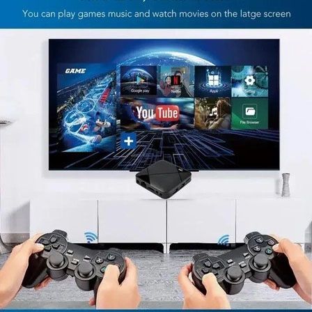 Игровая консоль приставка для телевизора 4K система Android TV 10 4G Wi-Fi HD с двумя джойстиками