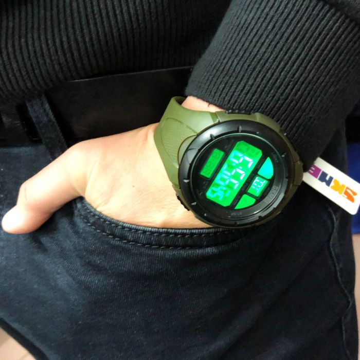 Часы наручные мужские SKMEI 1656GN ARMY GREEN, часы наручные электронные тактические. Цвет: зеленый