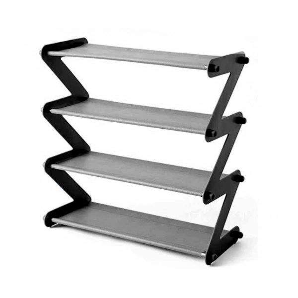 Полка для обуви органайзер компактный стойка складная Shoe Rack YH 8802 4 полки. Цвет: черный
