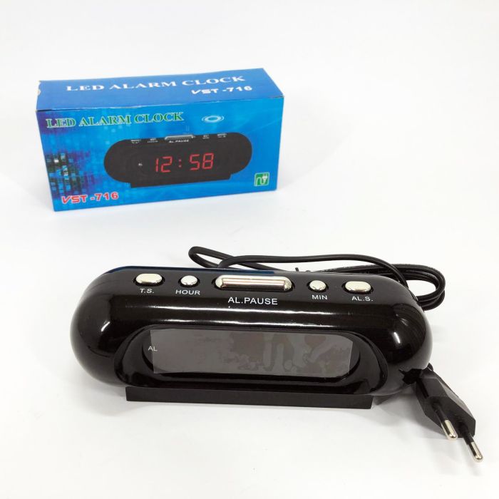 Электронные часы настольные сетевые VST-716-1 Original красные 220V LED дисплей будильник резервное питание