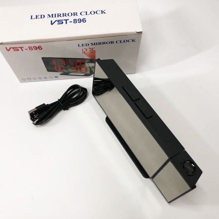 Часы VST-896-4 с зеленой подсветкой, с проекцией и зеркальным дисплеем, Настольные электронные часы