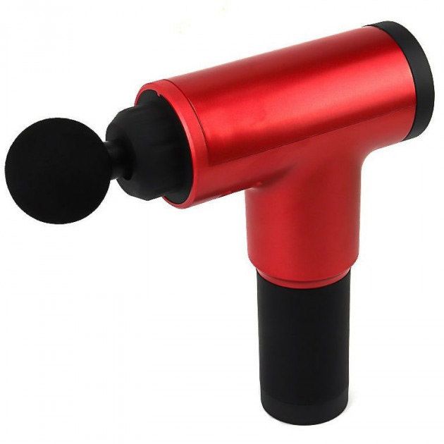 Аккумуляторный массажер Fascial Gun KH-320 портативный ручной ударный мышечный пистолет 4 насадки красный