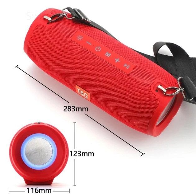 Портативная Bluetooth колонка TG534 SD IPX5 с ремешком, беспроводная колонка мощная. Цвет: красный