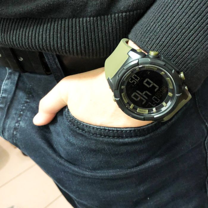 Часы наручные мужские SKMEI 1845AG ARMY GREEN, армейские водостойкие тактические часы. Цвет: зеленый