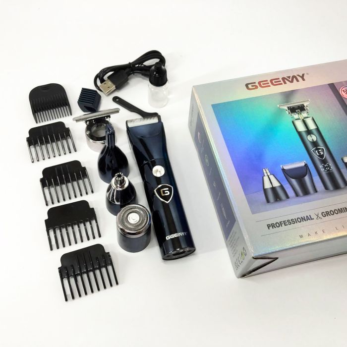 Мужской набор Geemy GM-8012 4 в 1, электробритва с насадками для бороды, тример для бороды
