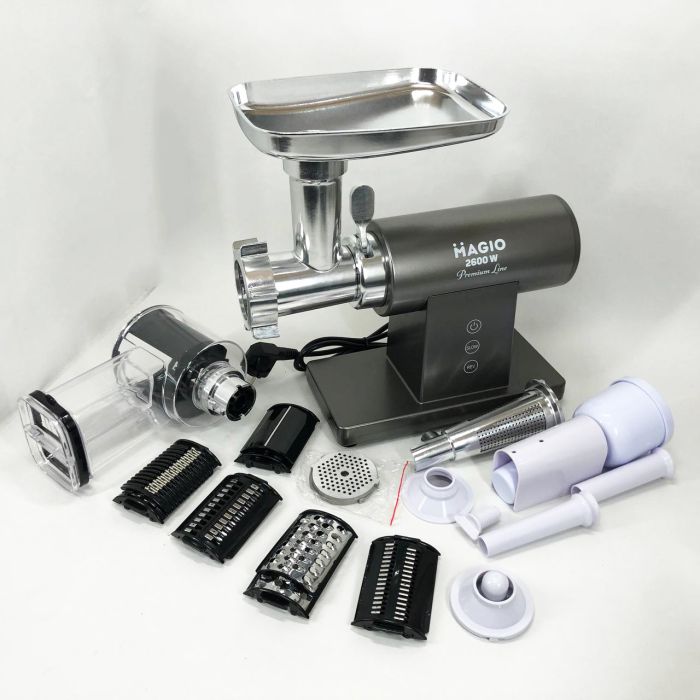 Мясорубка MAGIO MG-271 Premium Line, Электрическая мясорубка с насадками, Электромясорубка для шинковки