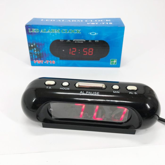 Электронные часы настольные сетевые VST-716-1 Original красные 220V LED дисплей будильник резервное питание