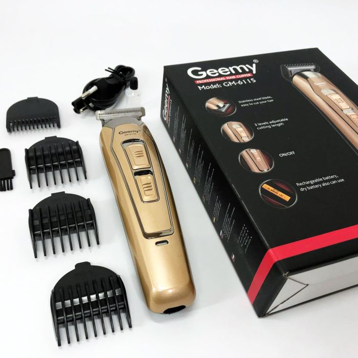 Машинка для стрижки GEMEI GM-6115, машинка для стрижки волосся домашня. Цвет: бежевый