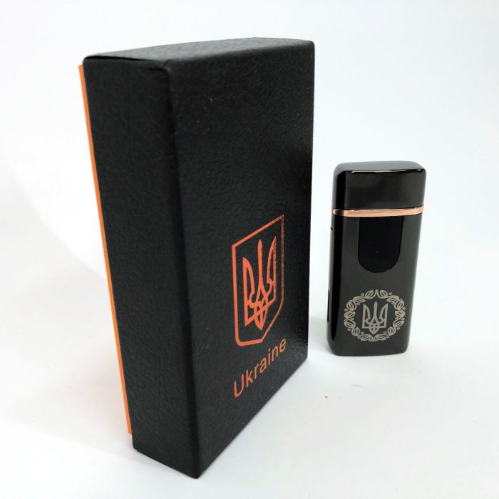 Электрическая и газовая зажигалка Украина с USB-зарядкой HL-435, зажигалка необычная. Цвет: черный