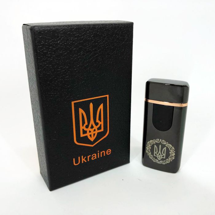 Электрическая и газовая зажигалка Украина с USB-зарядкой HL-435, зажигалка необычная. Цвет: черный