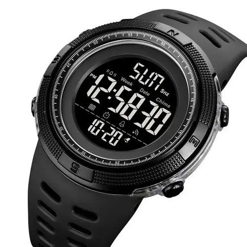 Часы наручные мужские SKMEI 2070BK BLACK, водостойкие тактические часы. Цвет: черный
