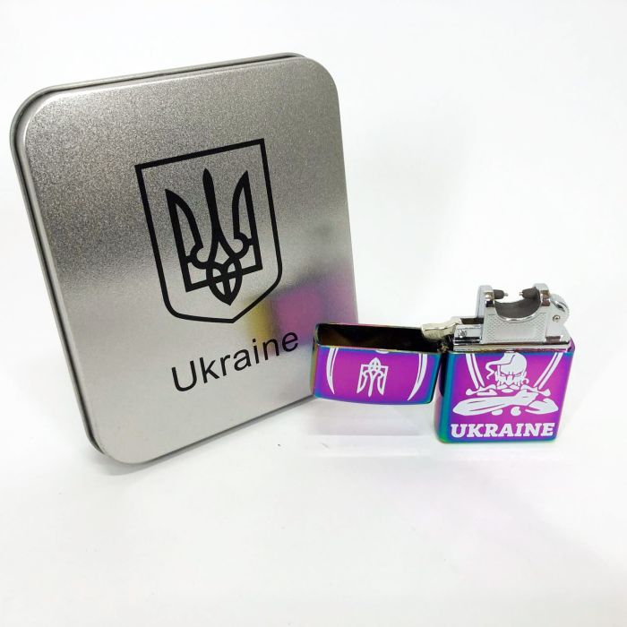 Дуговая электроимпульсная USB зажигалка Украина (металлическая коробка) HL-449. Цвет: хамелеон