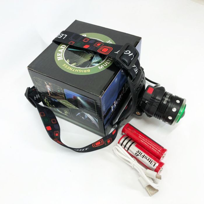Фонарь налобный Police T105-T6+COB аккумуляторный, водонепроницаемый фонарик, головной фонарик