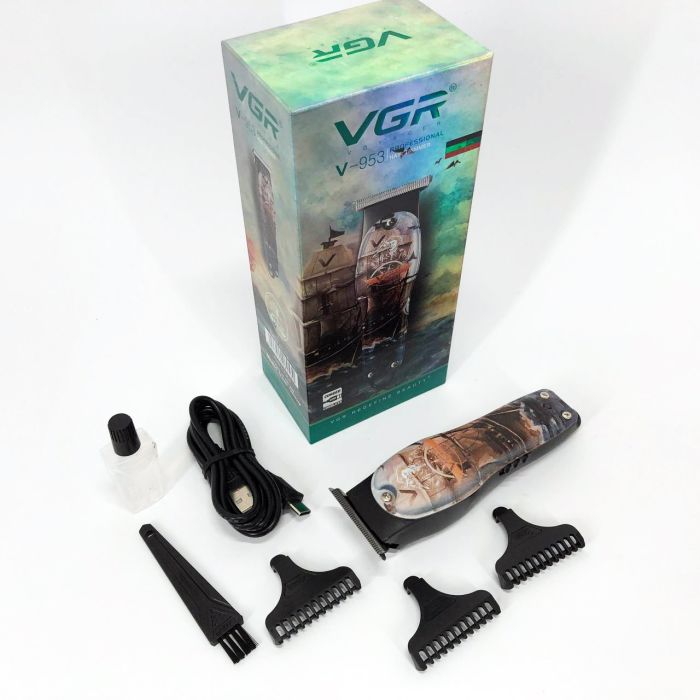 Профессиональный триммер для стрижки волос и бороды VGR V-953 с насадками, окантовочная машинка