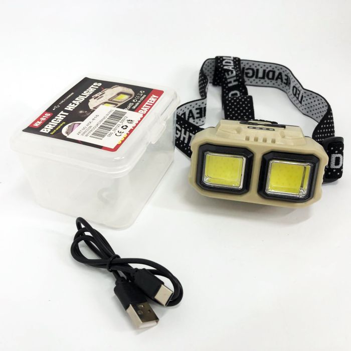 Фонарь налобный аккумуляторный Bailong HX-816 2COB(white+red) влагозащита, Фонарь на голову для бега