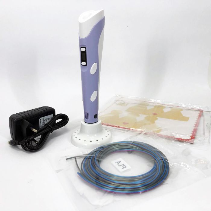 3D ручка Smart 3D Pen 2 c LCD дисплеем, Ручка для объемного рисования, Детская 3д ручка. Цвет: фиолетовый