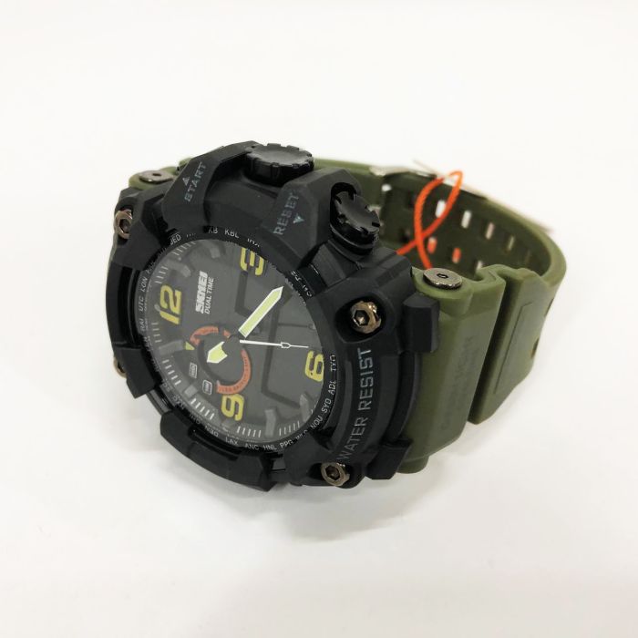 Часы наручные мужские SKMEI 1520AG ARMY GREEN, военные мужские наручные часы зеленые. Цвет: зеленый