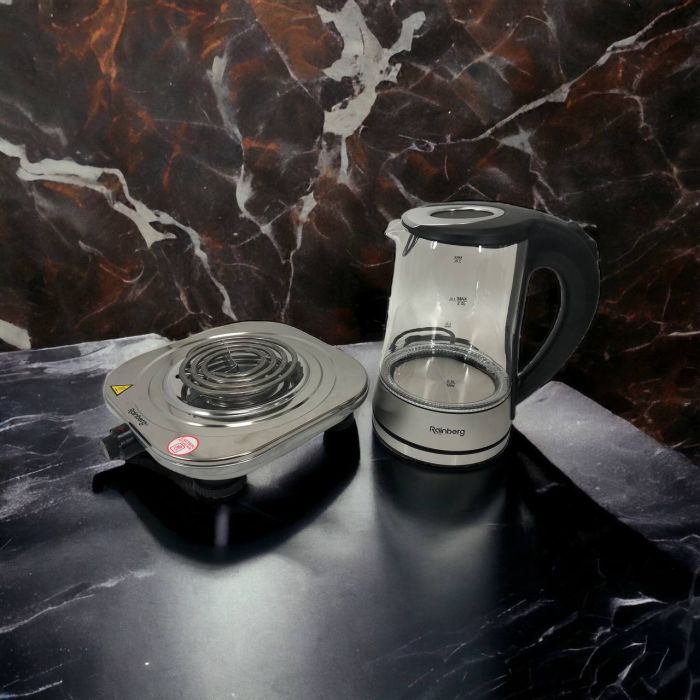Набор дизайнерской линейки Rainberg: Электроплита Rainberg RB-010 + Чайник электрический Rainberg RB-704