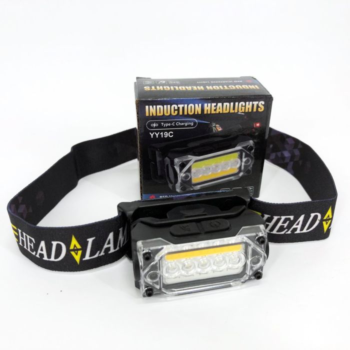 Фонарь налобный YY-19C-5SMD+COB white+yellow+red Motion Sensor, Мощный фонарик светодиодный на голову