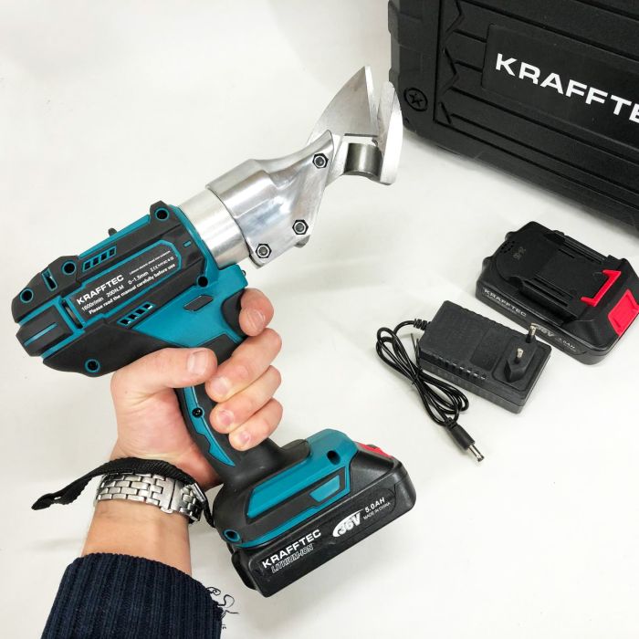 Аккумуляторные ножницы по металлу в кейсе Krafftec DJS130R, 2 акб 36V/5AP